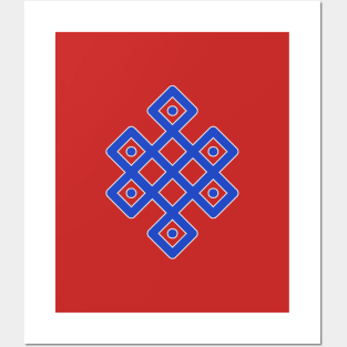 Tibetan Endless Knot - Blue Posters and Art